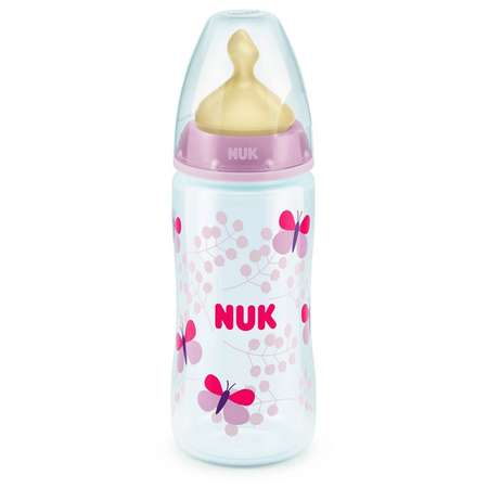Бутылочка Nuk First Choice Plus с рисунком 300мл Прозрачный-Розовый