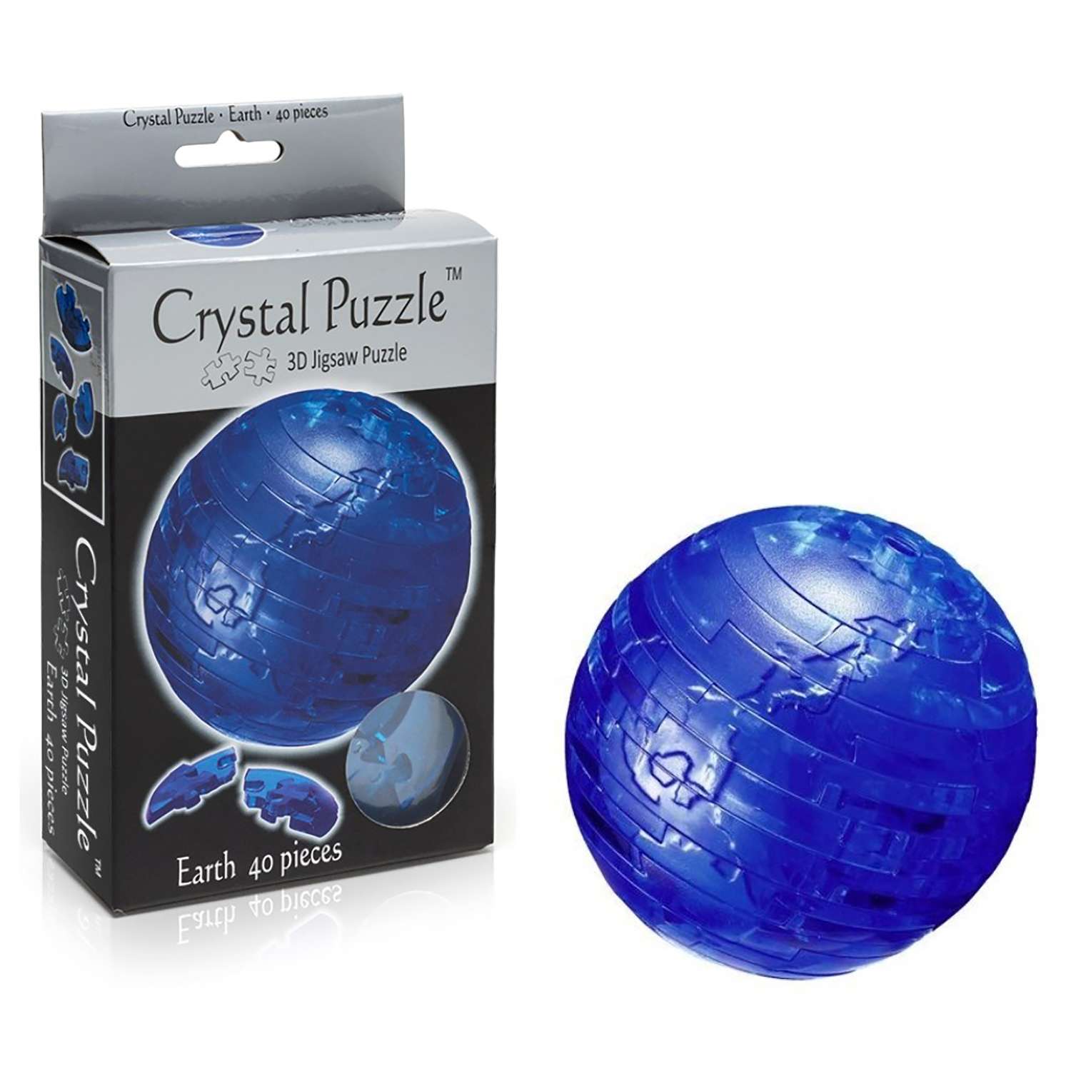 3D-пазл Crystal Puzzle IQ игра для детей кристальная Планета Земля голубая 40 деталей - фото 1