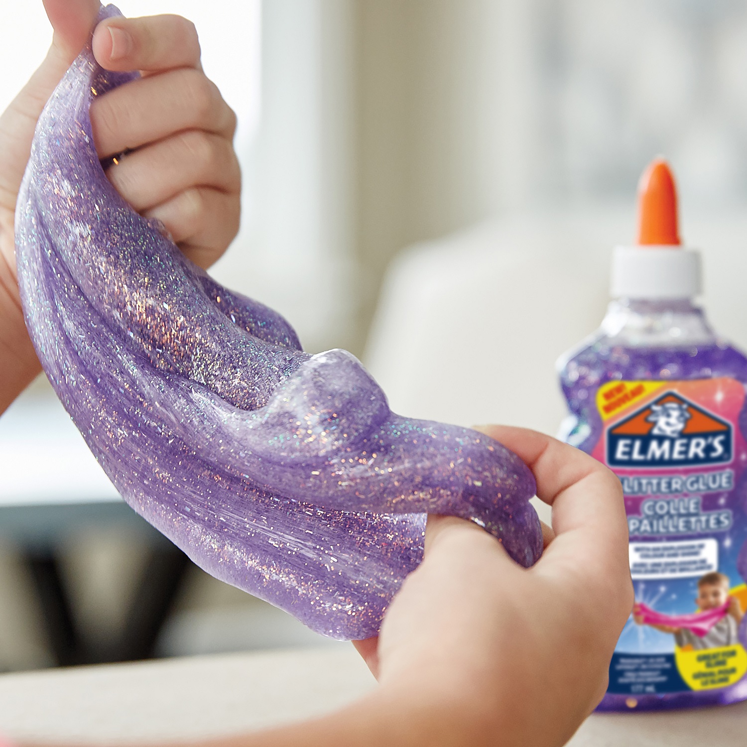 Клей для слаймов Elmers Glitter glue 177 мл с блестками Фиолетовый - фото 2