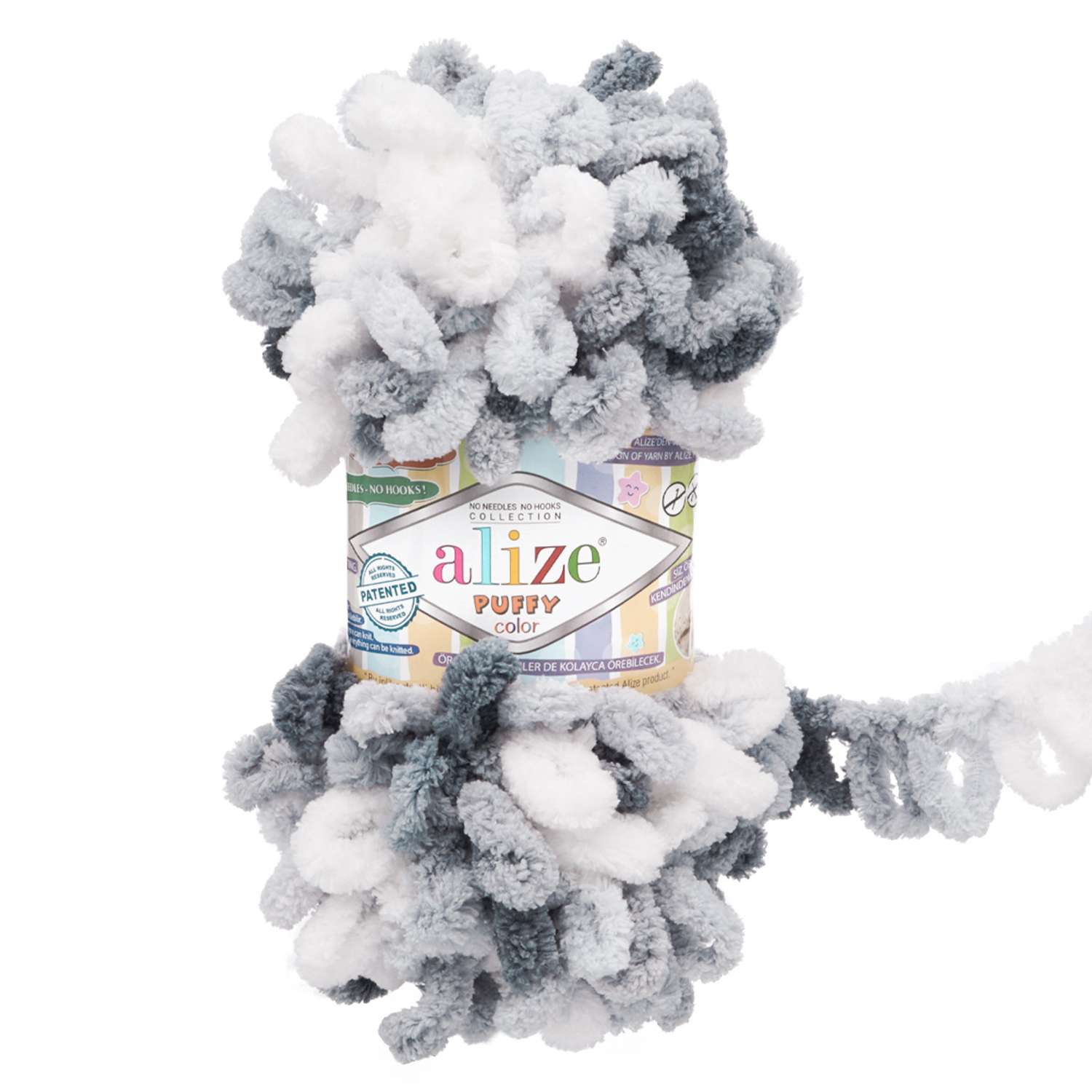 Пряжа для вязания Alize puffy color 100 г 9 м микрополиэстер плюшевая мягкая 5925 секционный 5 мотков - фото 7