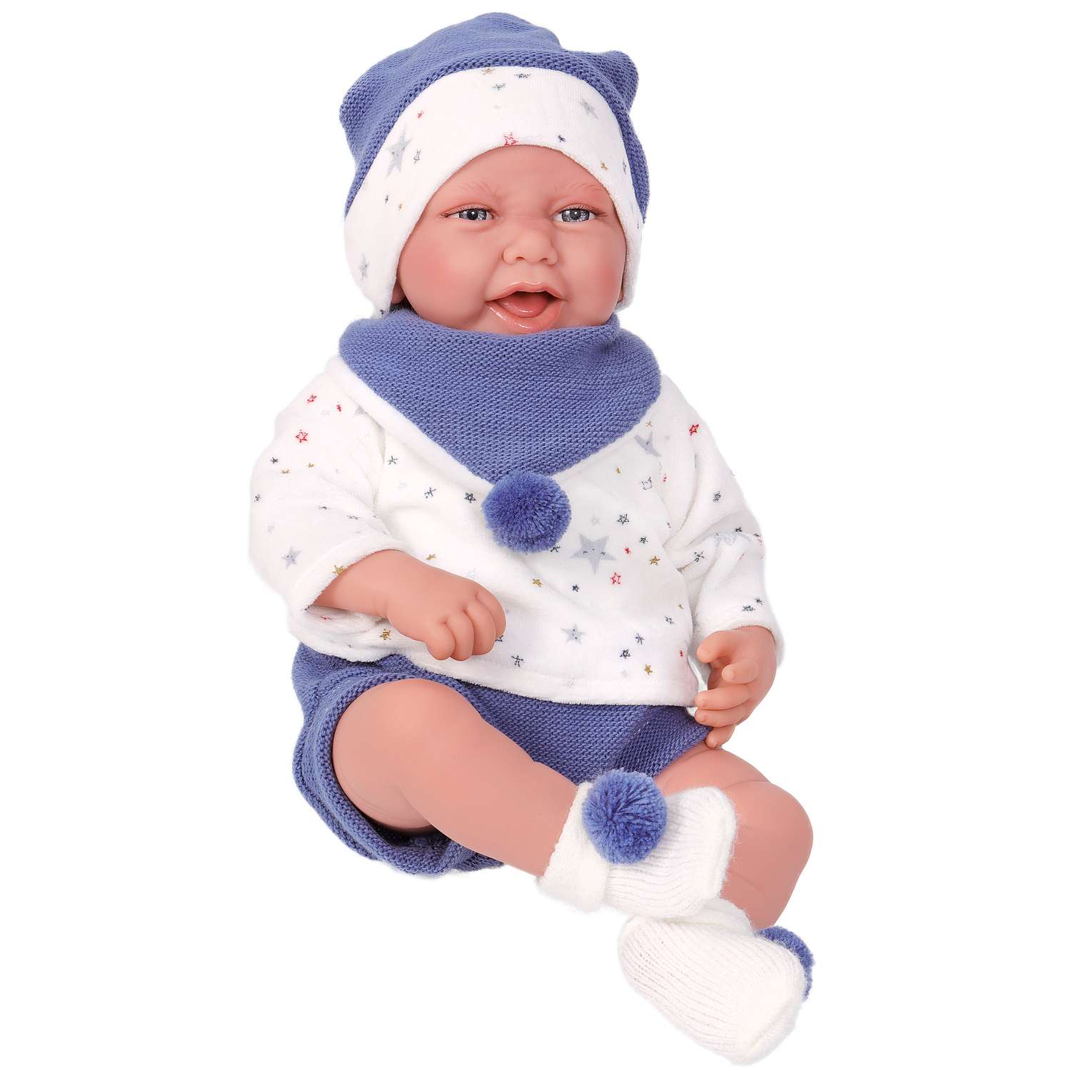 Кукла младенец Antonio Juan Реборн Пол в синем 40 см мягконабивная 3303 - фото 1