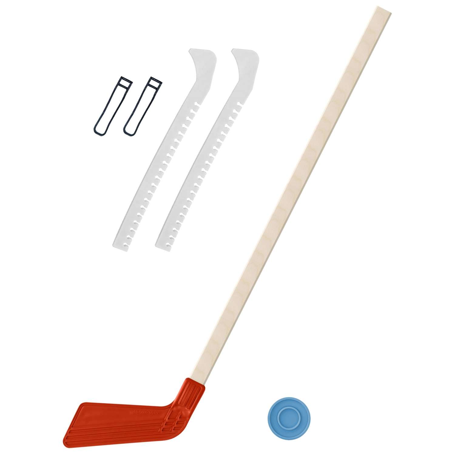 Набор для хоккея Задира Клюшка хоккейная детская красная 80 см + шайба + Чехлы для коньков белые - фото 1