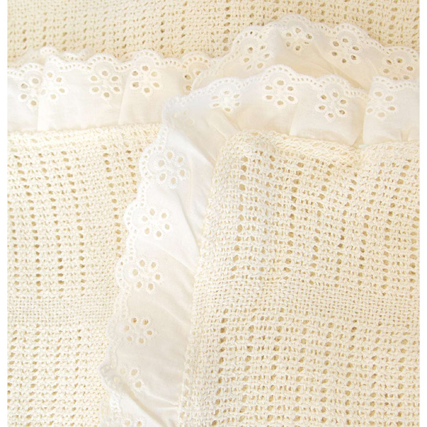Одеяло вязанное с рюшами Baby Nice Молочное - фото 2
