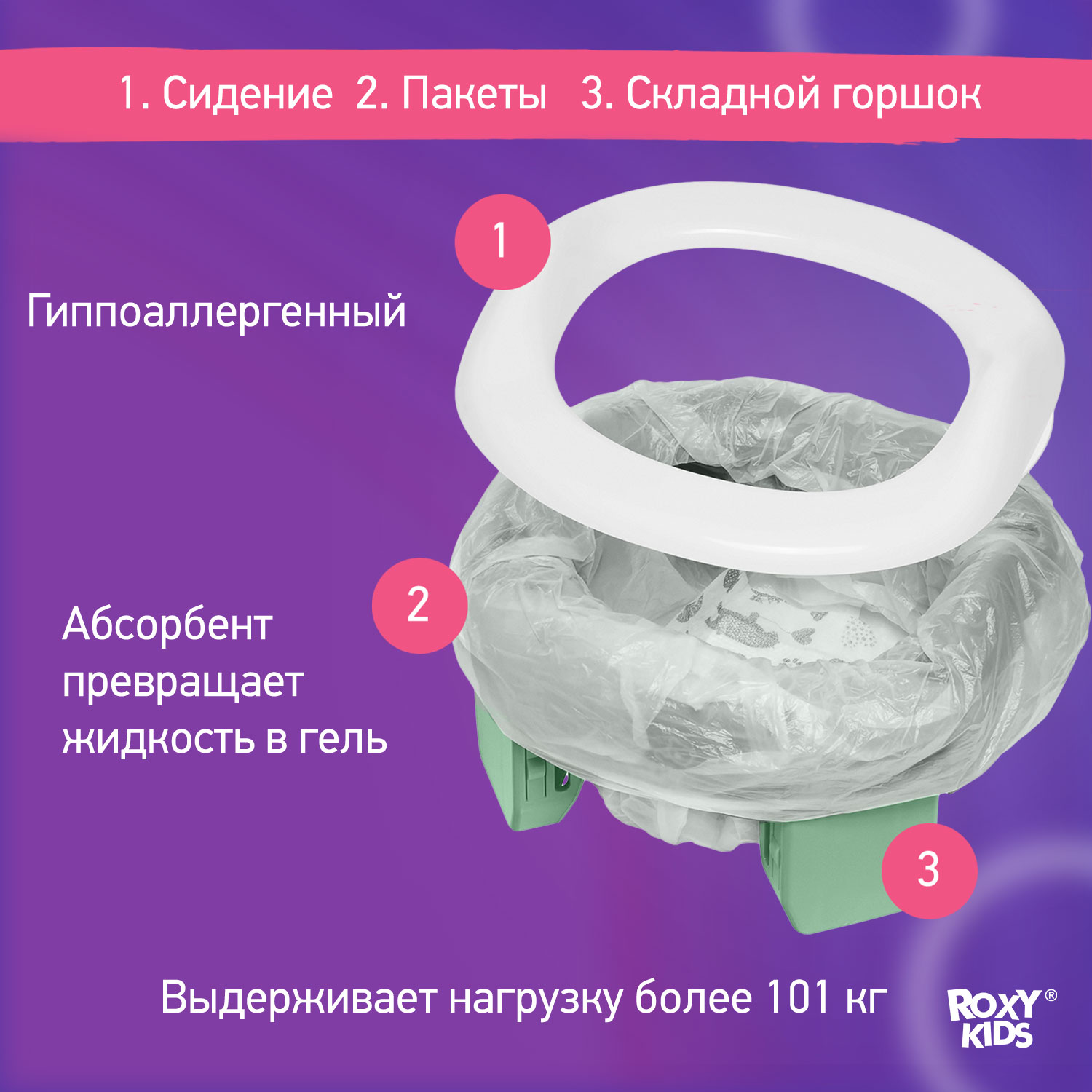 Горшок дорожный ROXY-KIDS HandyPotty 3 в 1 цвет оливковый/бежевый - фото 7