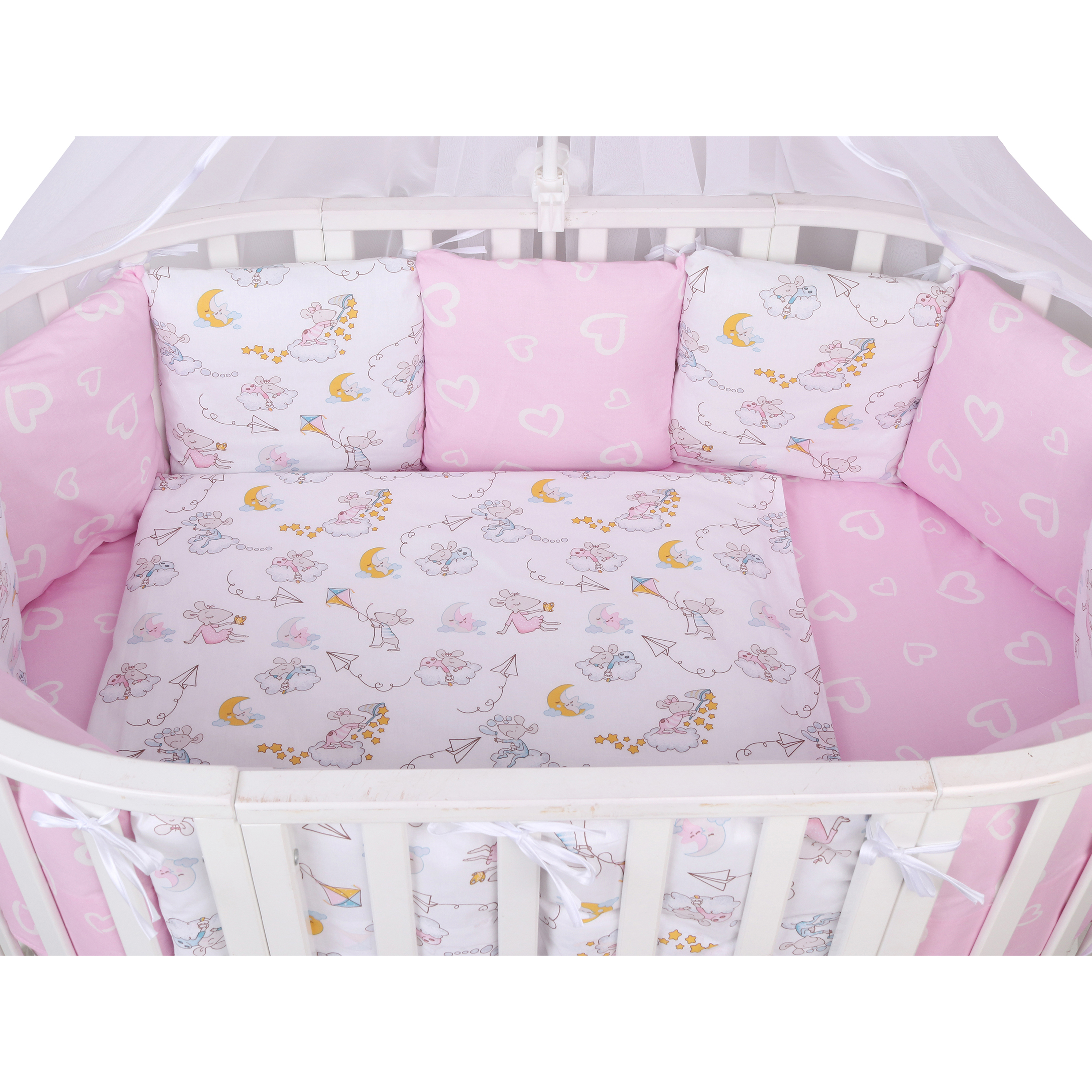 Комплект постельного белья Amarobaby Мышата в облаках 7предметов AMARO-3018-MvO - фото 4