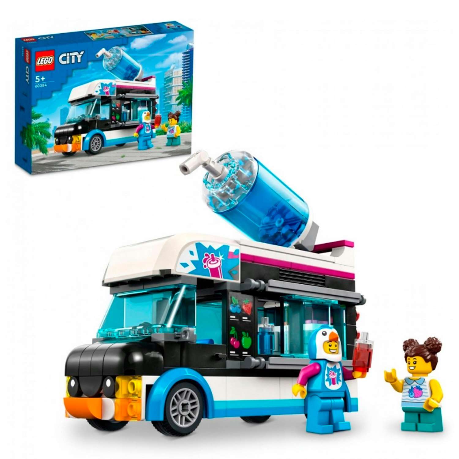 Конструктор детский LEGO City Фургон для шейков Пингвин 60384 - фото 1