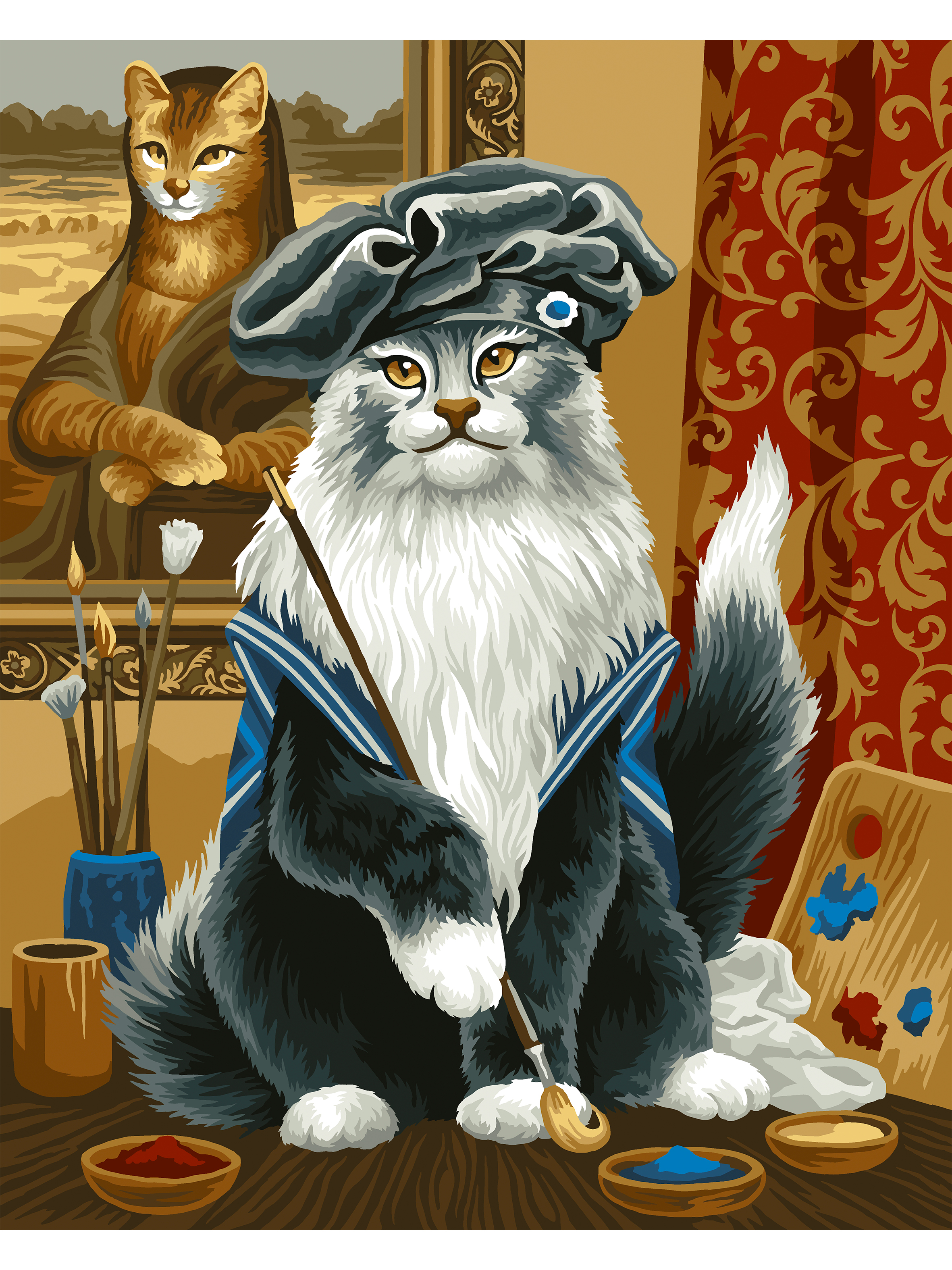 Картина по номерам Hobby Paint Кот-художник в ассортименте - фото 2