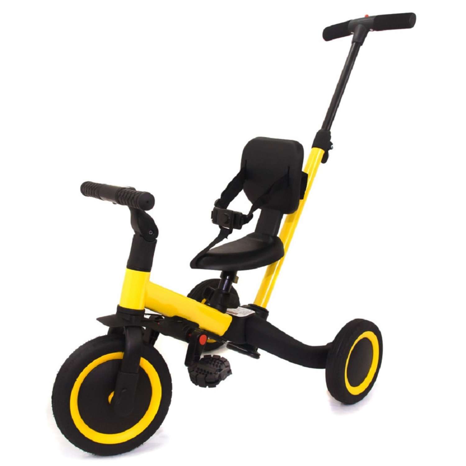 Беговел-велосипед R-Wings детский 4в1 с родительской ручкой желтый - фото 2