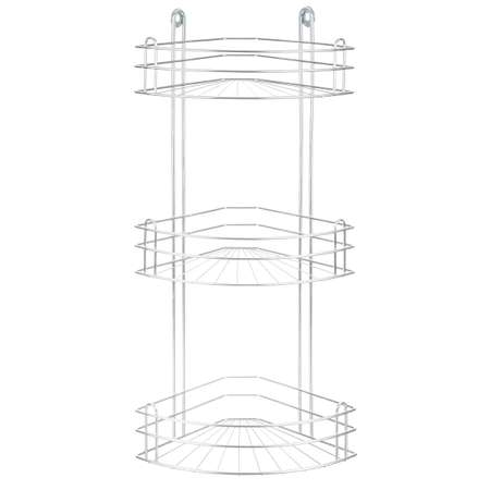 Полка для ванной угловая El Casa 3-х ярусная 28.6х18х60 см Серебристая радиальная глубокая