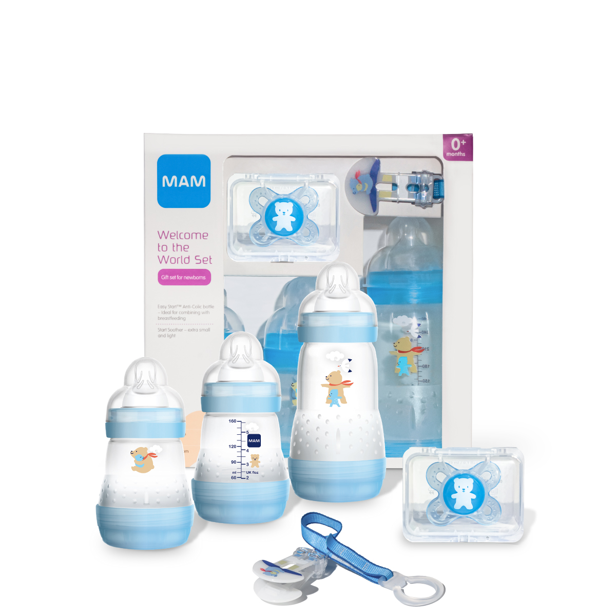 Набор бутылочек MAM Welcome to the world Giftset для новорожденных голубой 0+ - фото 1