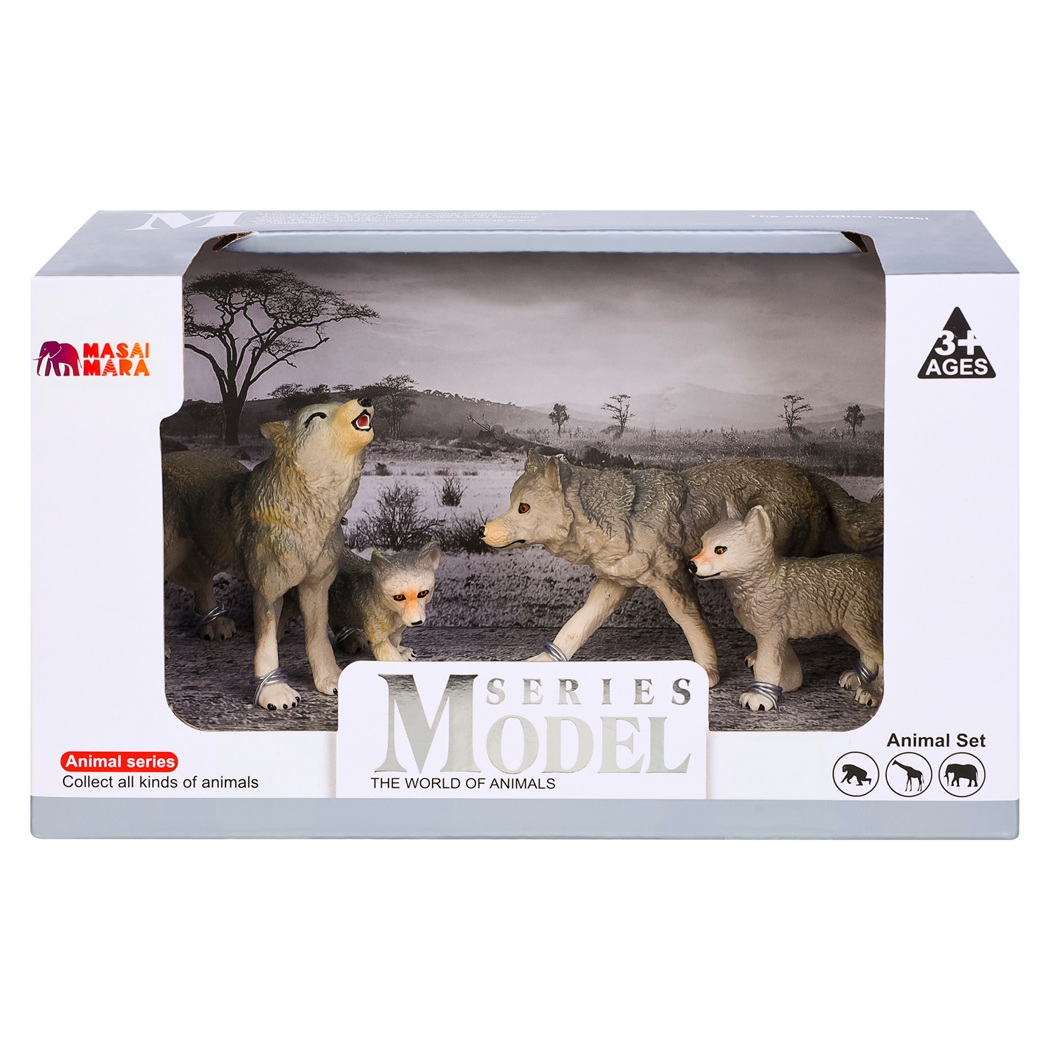 Игрушка фигурка Masai Mara Семья серых волков Мир диких животных MM211-212 - фото 16