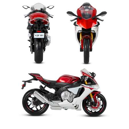 Мотоцикл металлический АВТОпанорама игрушка детская 1:12 Yamaha YZF-R1 красный свободный ход