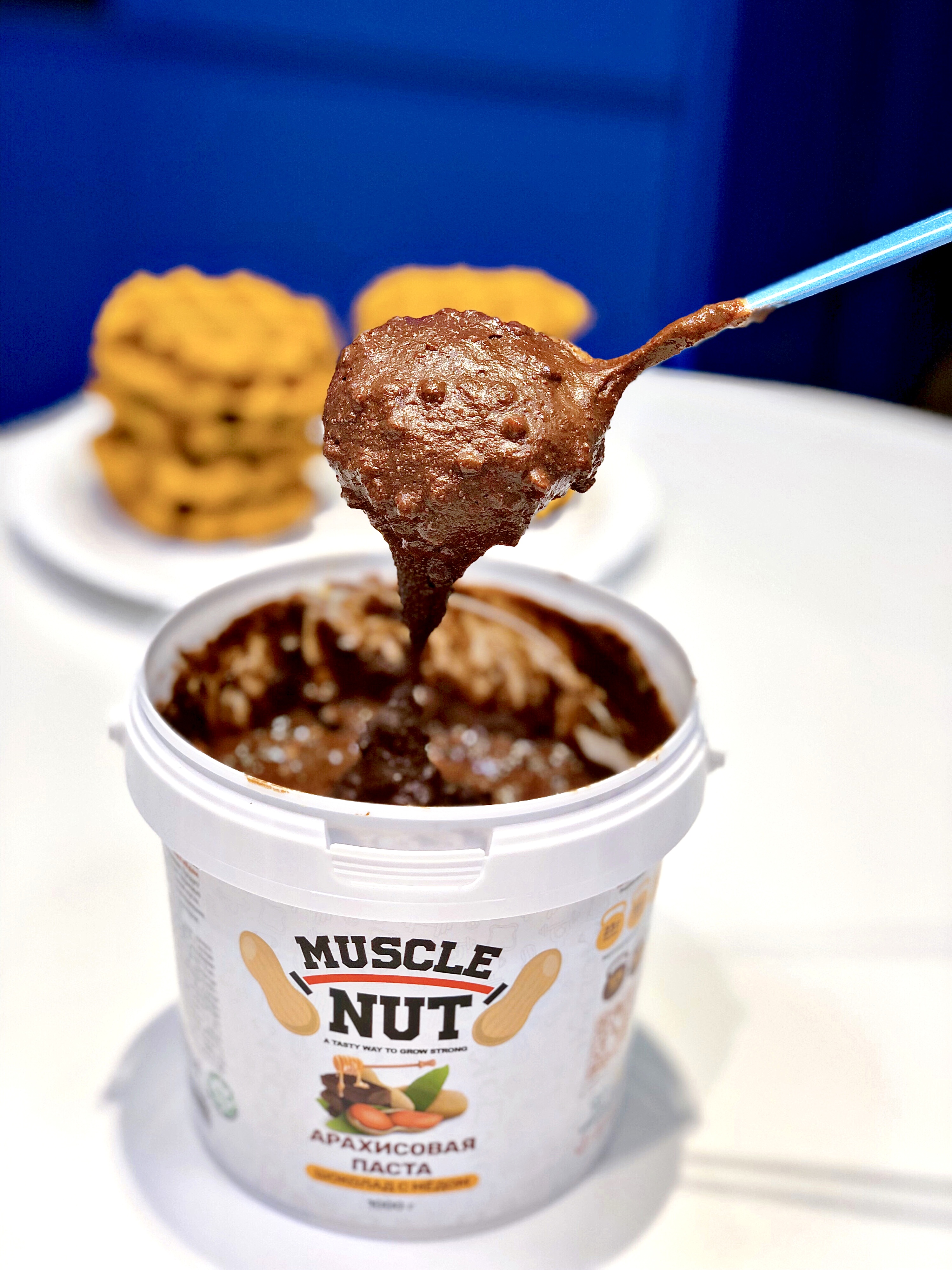 Арахисовая паста Muscle Nut хрустящая шоколад с мёдом без сахара натуральная высокобелковая 300 г - фото 3