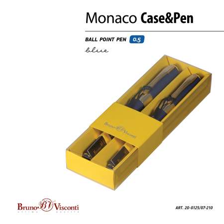 Набор из 2-х шариковых ручек Bruno Visconti Monaco темно-синий корпус желтая коробка