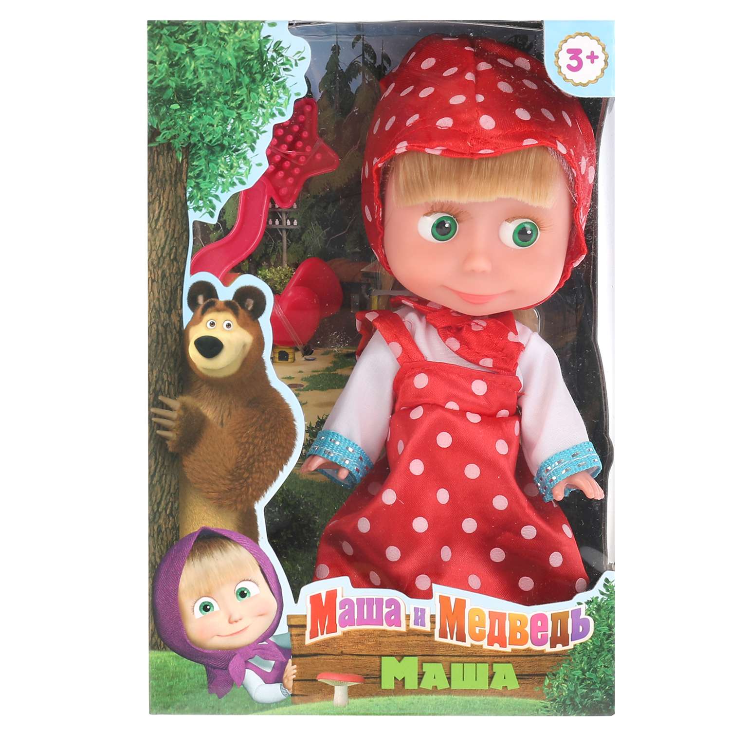 Кукла Карапуз Маша и медведь 15 см в розовом платье 306344 - фото 1