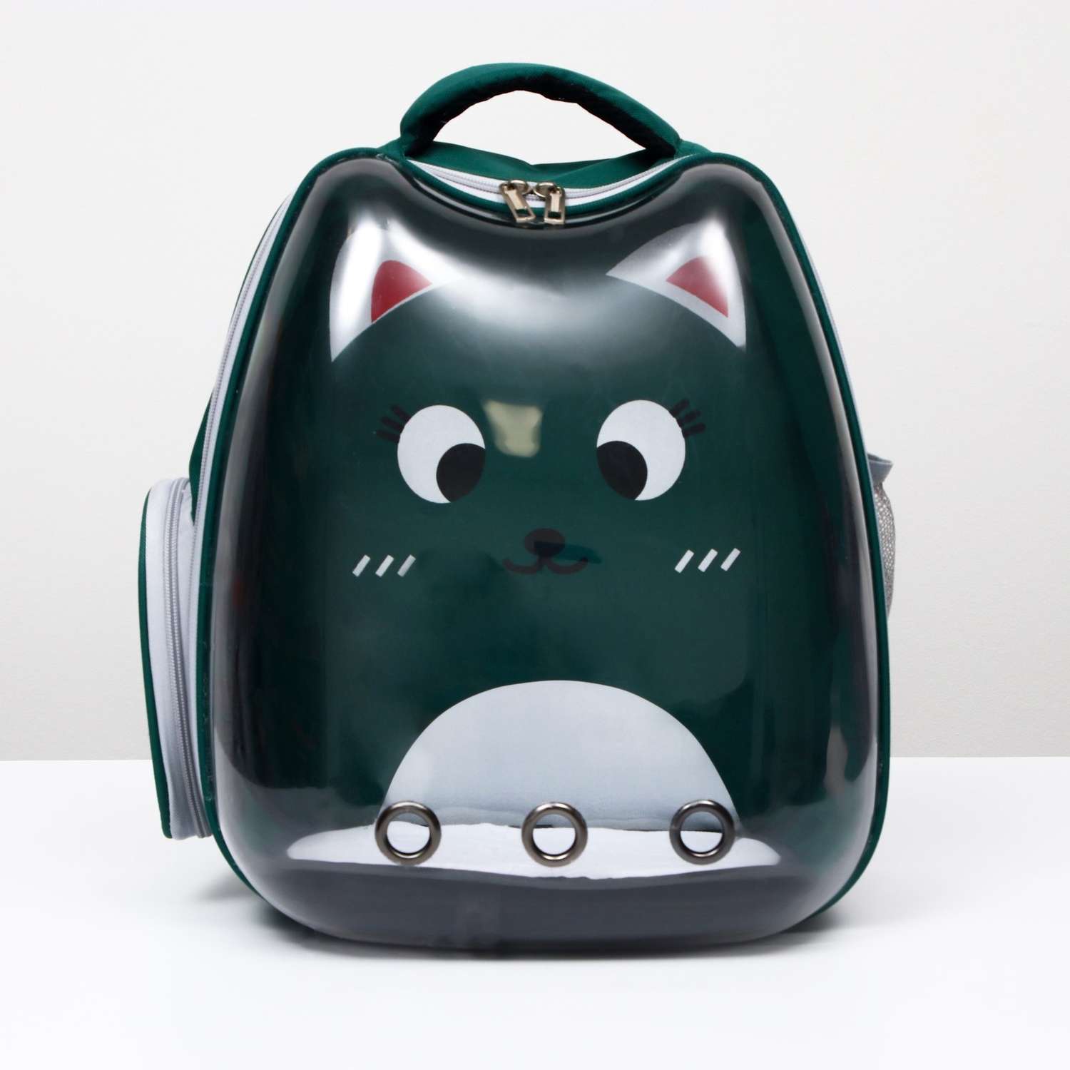 Рюкзак для переноски животных Пижон «Котик» прозрачно-зелёный - фото 1