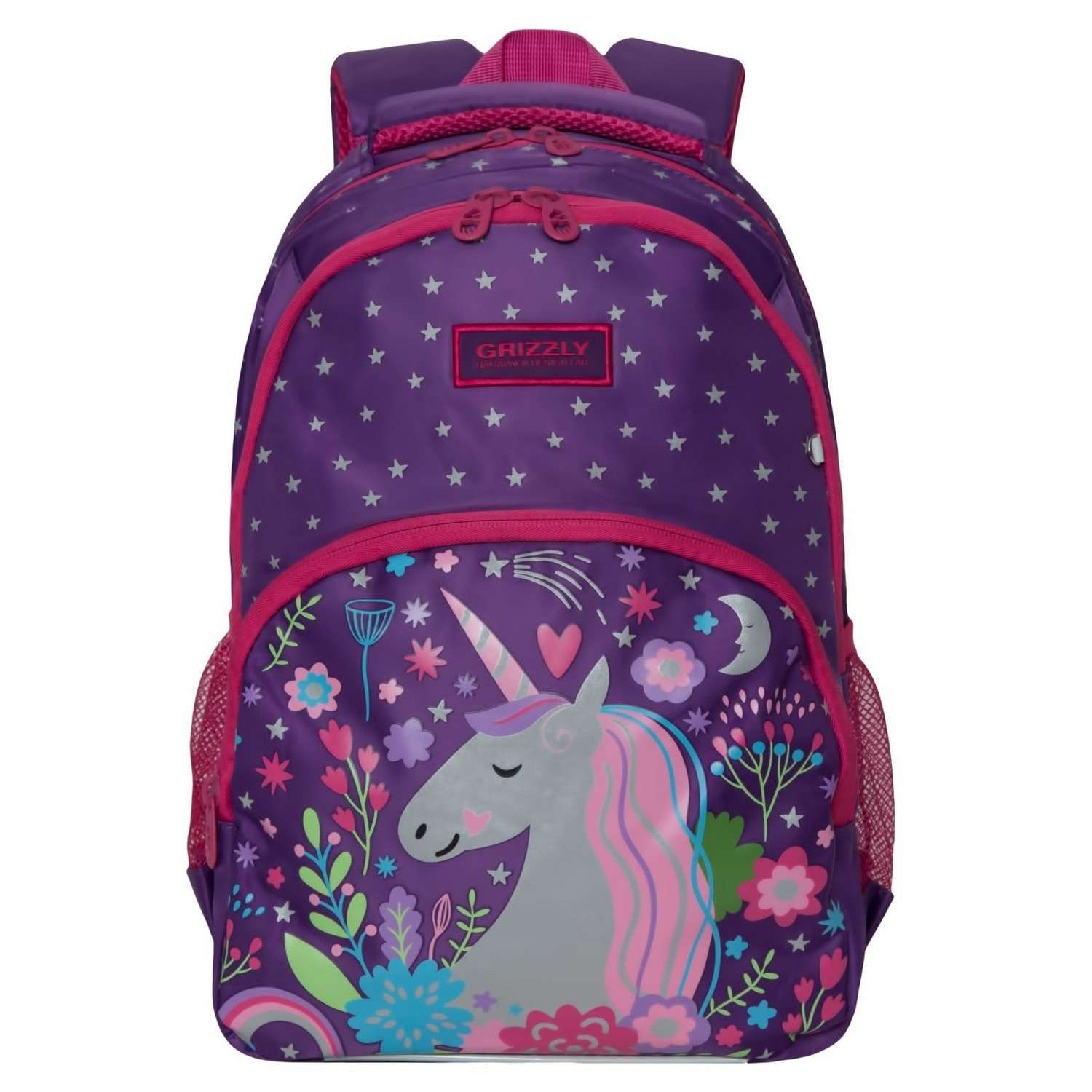Рюкзак школьный Grizzly Единорог Фиолетовый RG-966-1/2 - фото 1