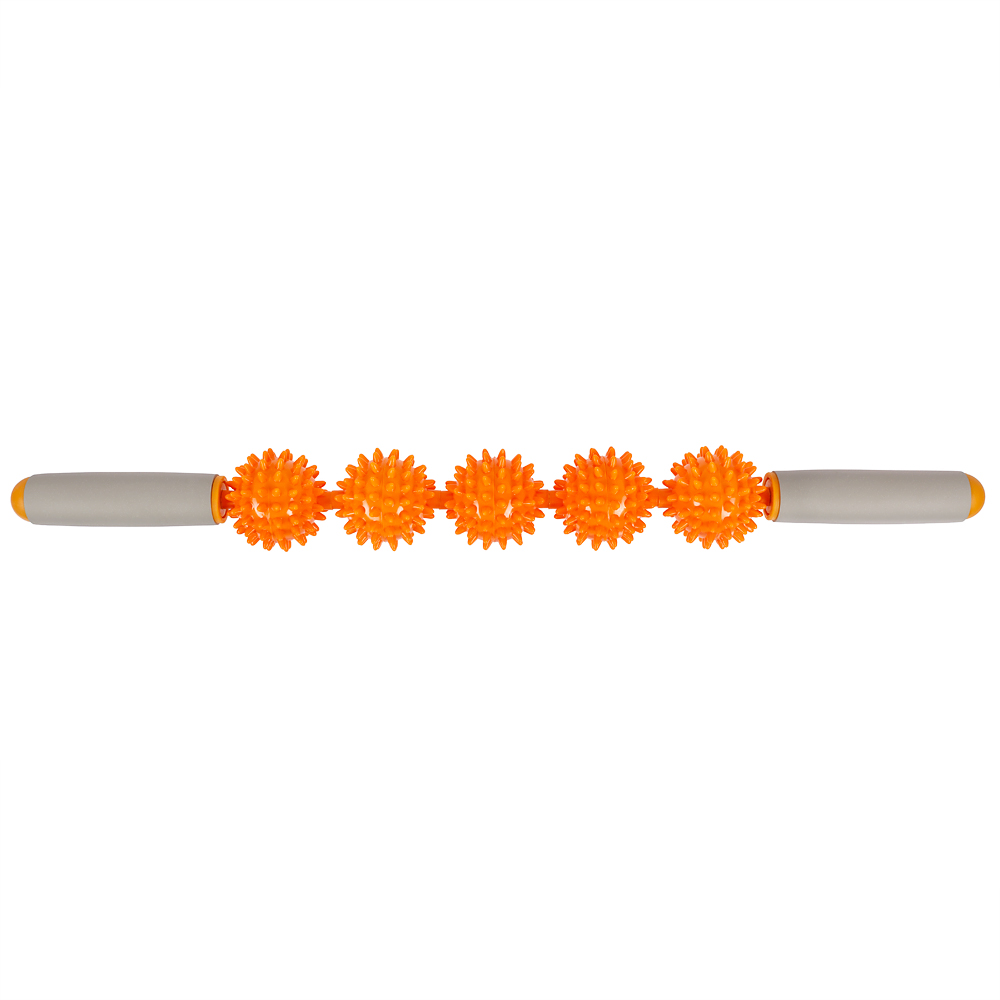 Массажёр ручной механический STRONG BODY МФР 5 массажных мячей на палке оранжевый - фото 3
