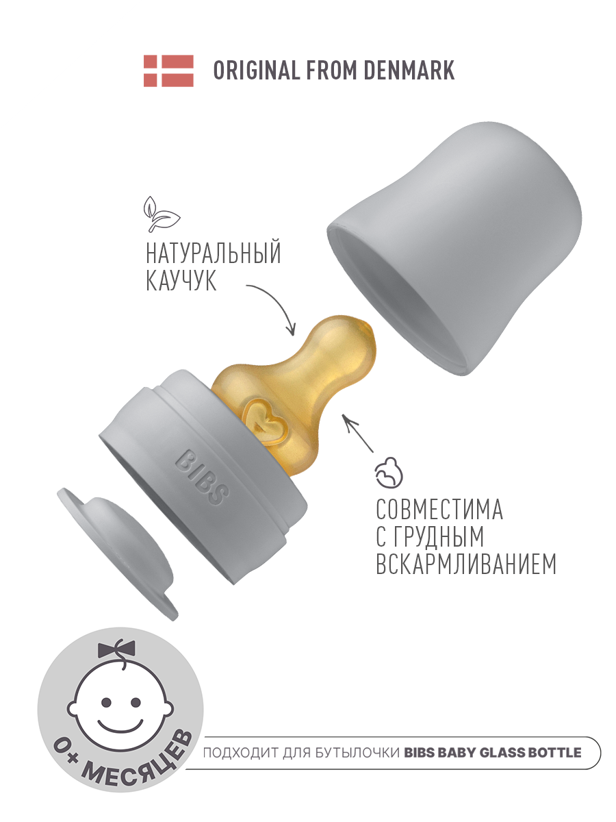 Набор с соской для бутылочки BIBS Bottle Kit Cloud - фото 1