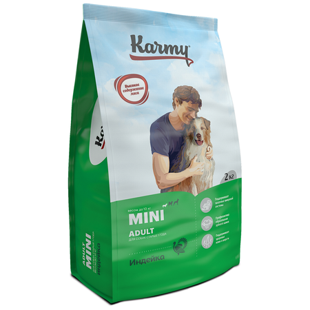 Корм для собак Karmy 2кг Mini Adult для мелких пород индейка