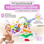 Развивающий музыкальный коврик Solmax для новорожденных с проектором и Bluetooth розовый