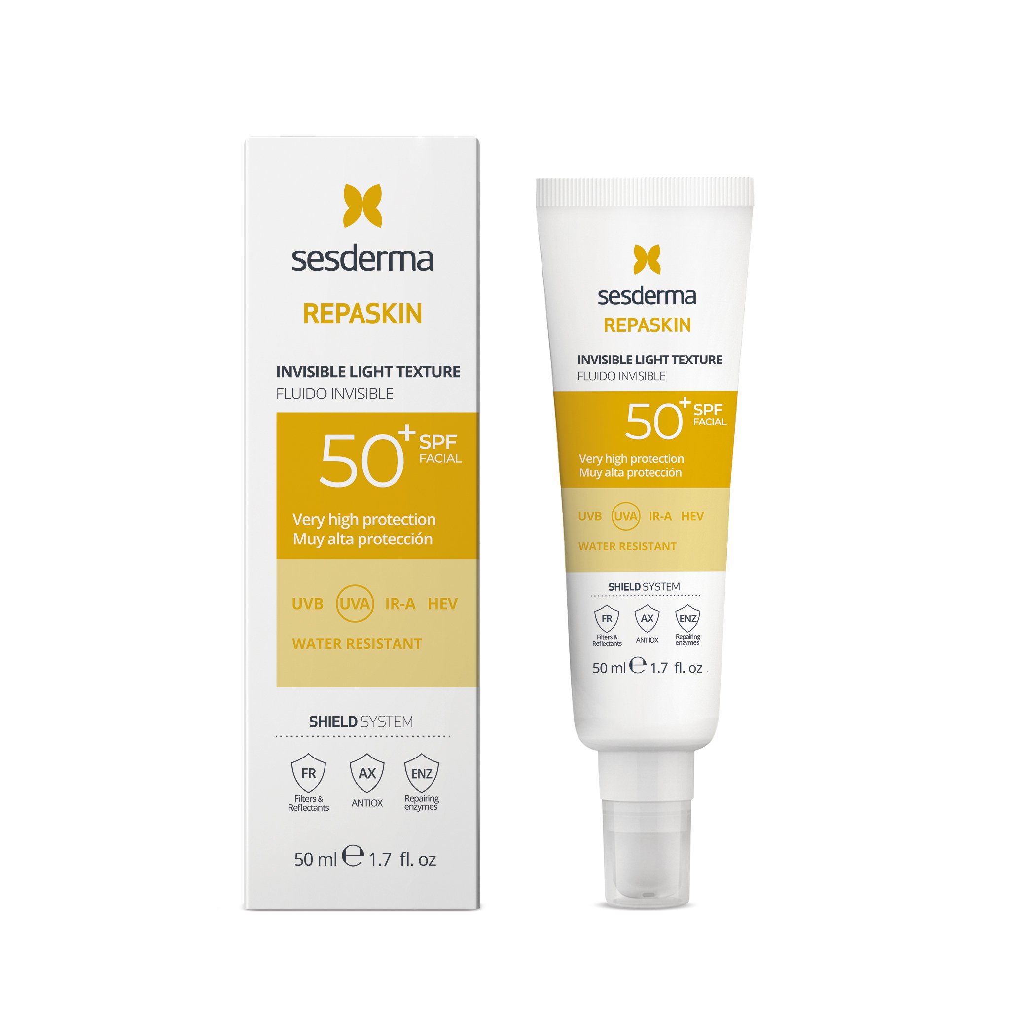 Солнцезащитное средство для лица Sesderma Repaskin invisible light texture spf 50 - фото 1