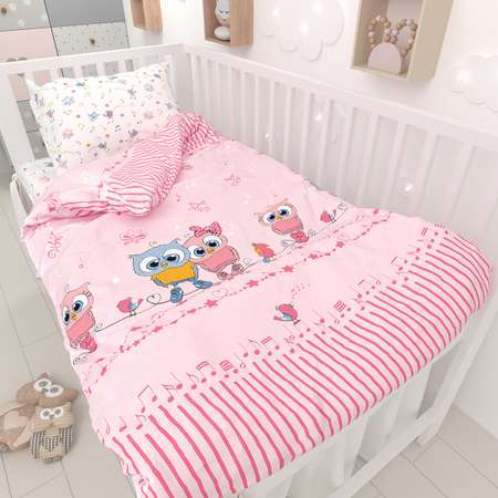 Комплект постельного белья Маленькая соня Мелодия 3 предмета Розовый