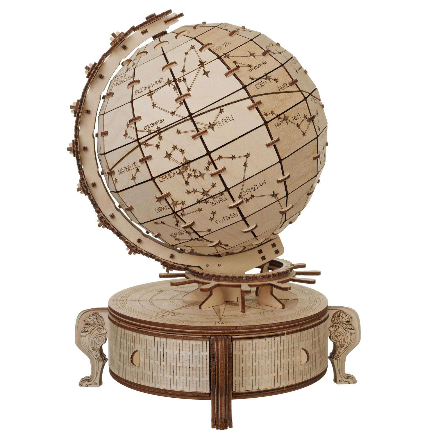 Сборная модель деревянная TADIWOOD Глобус звездного неба 30 см. 346 деталей - фото 1