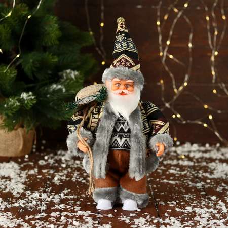 Дед мороз Sima-Land «В тёплом костюме с подарками» двигается 24 см серый