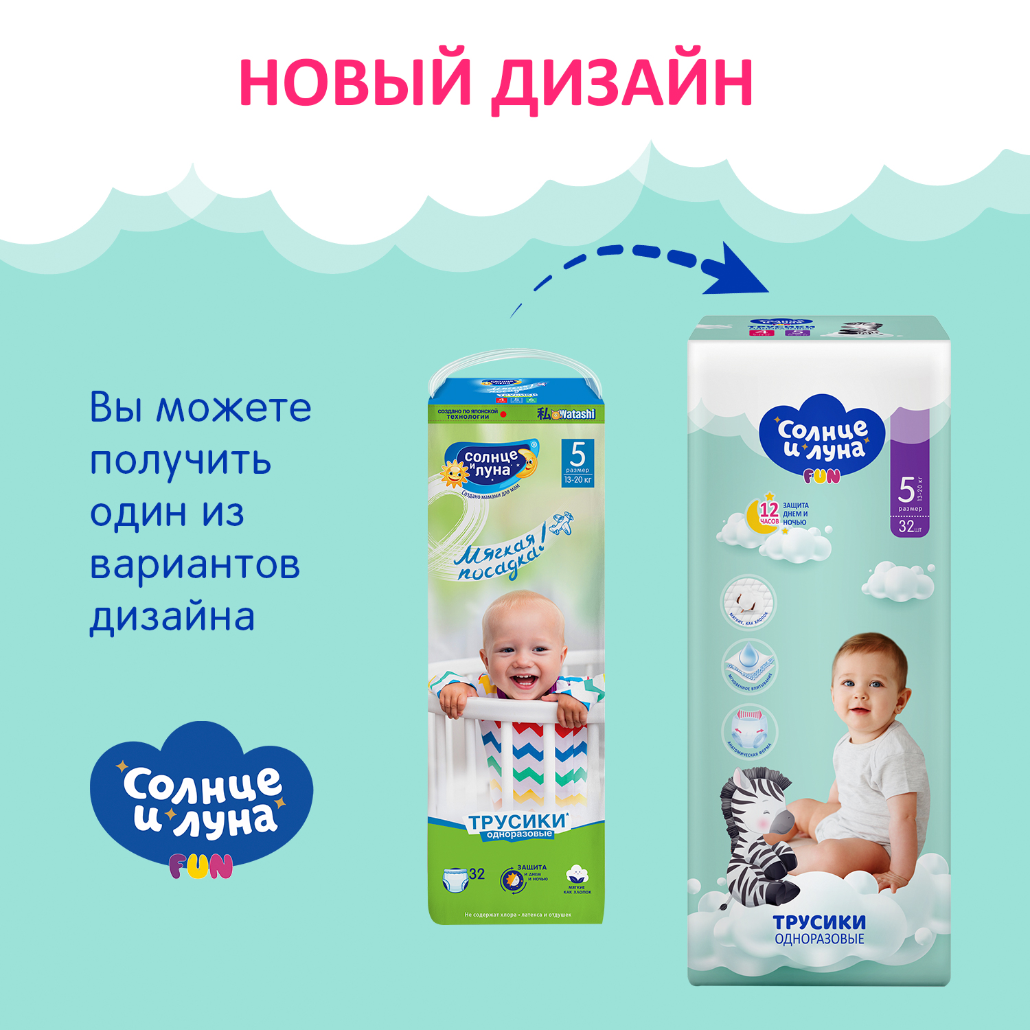 Трусики Солнце и луна одноразовые для детей 5/XL 13-20 кг mega-pack 78шт - фото 8