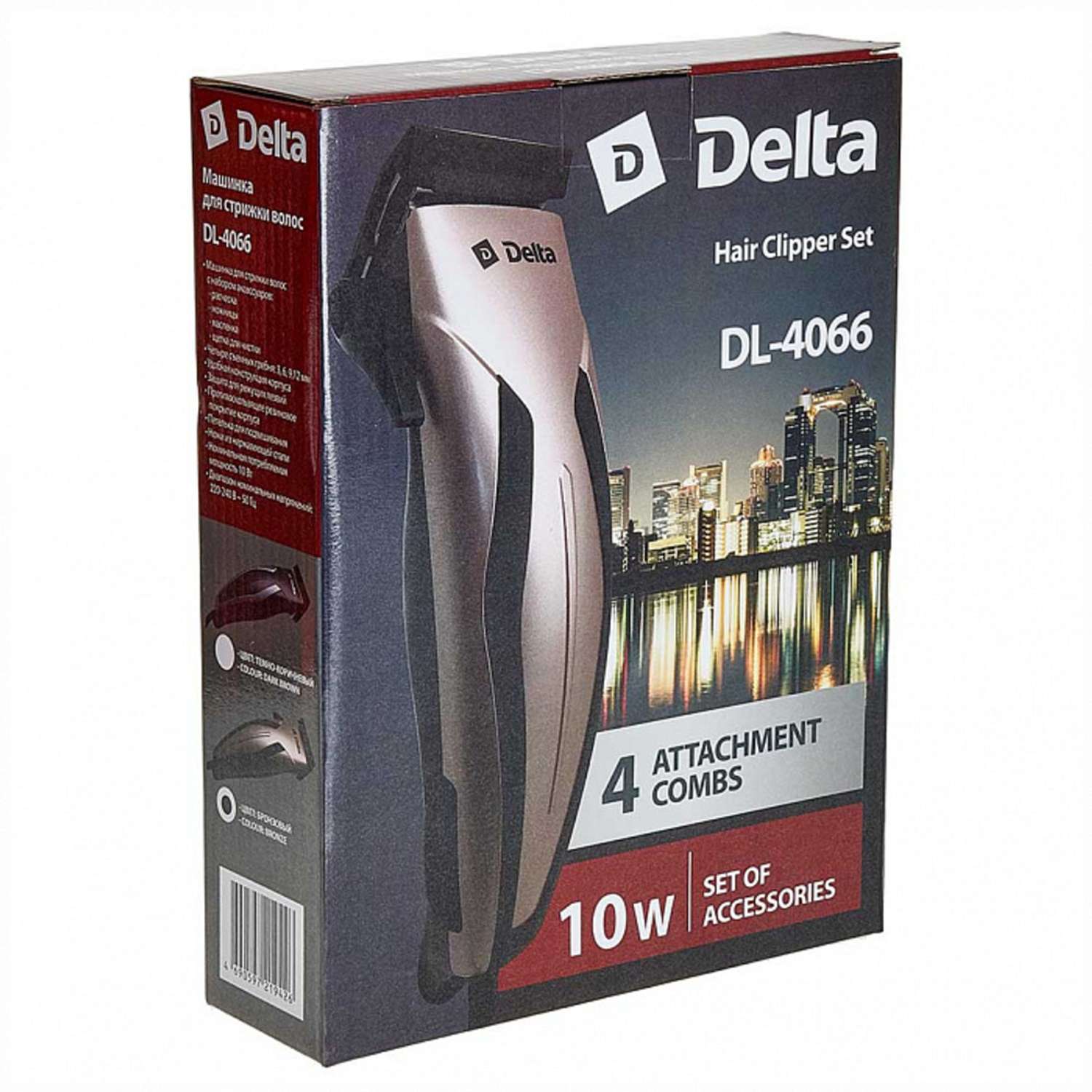 Машинка для стрижки волос Delta DL-4066 бронзовый 10Вт 4 съемных гребня - фото 3