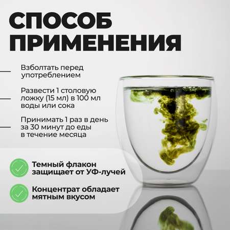 БАД Iverylab Хлорофилл жидкий со вкусом мяты для похудения и детокса Natural Chlorophyll