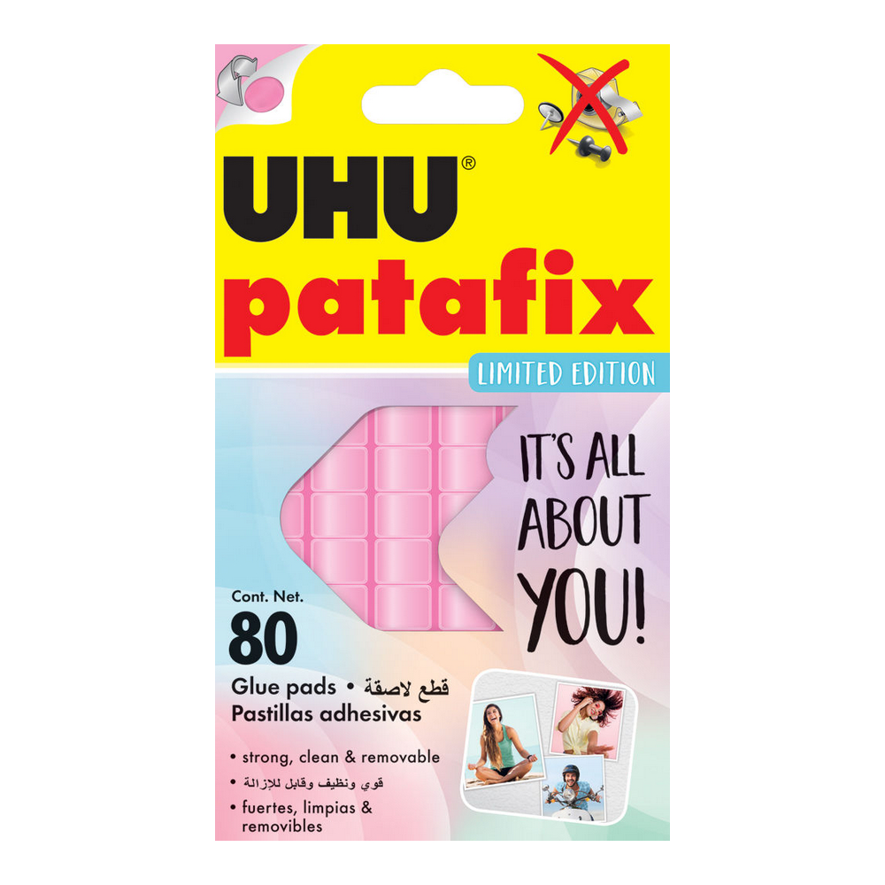 Клеящие подушечки UHU Patafix pastel многоразовые пастельно розовые 80шт/уп 34445 - фото 1