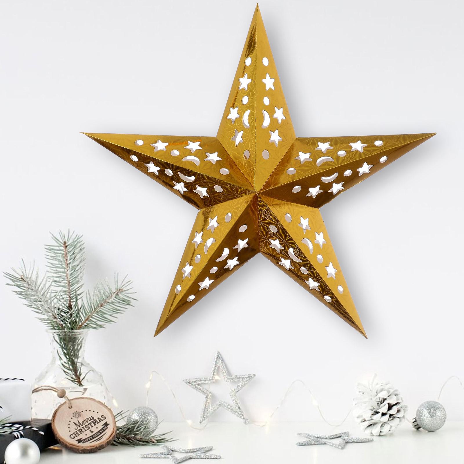 Звезда Luazon интерьерная с гирляндой «Золотые искры» 45 × 45 см - фото 2