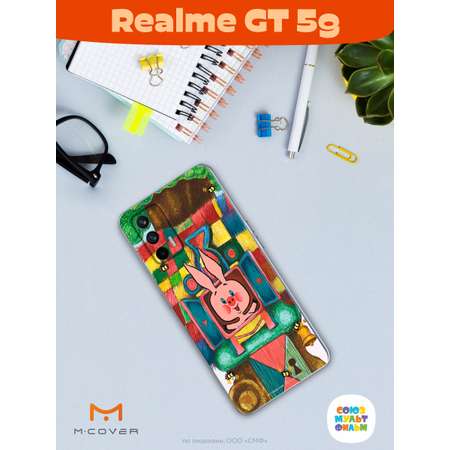 Силиконовый чехол Mcover для смартфона Realme GT 5G Союзмультфильм Довольный Пятачок