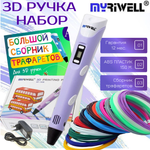 3D-ручки MyRiwell RP100B пластик ABS 150м трафареты цвет сиреневый.