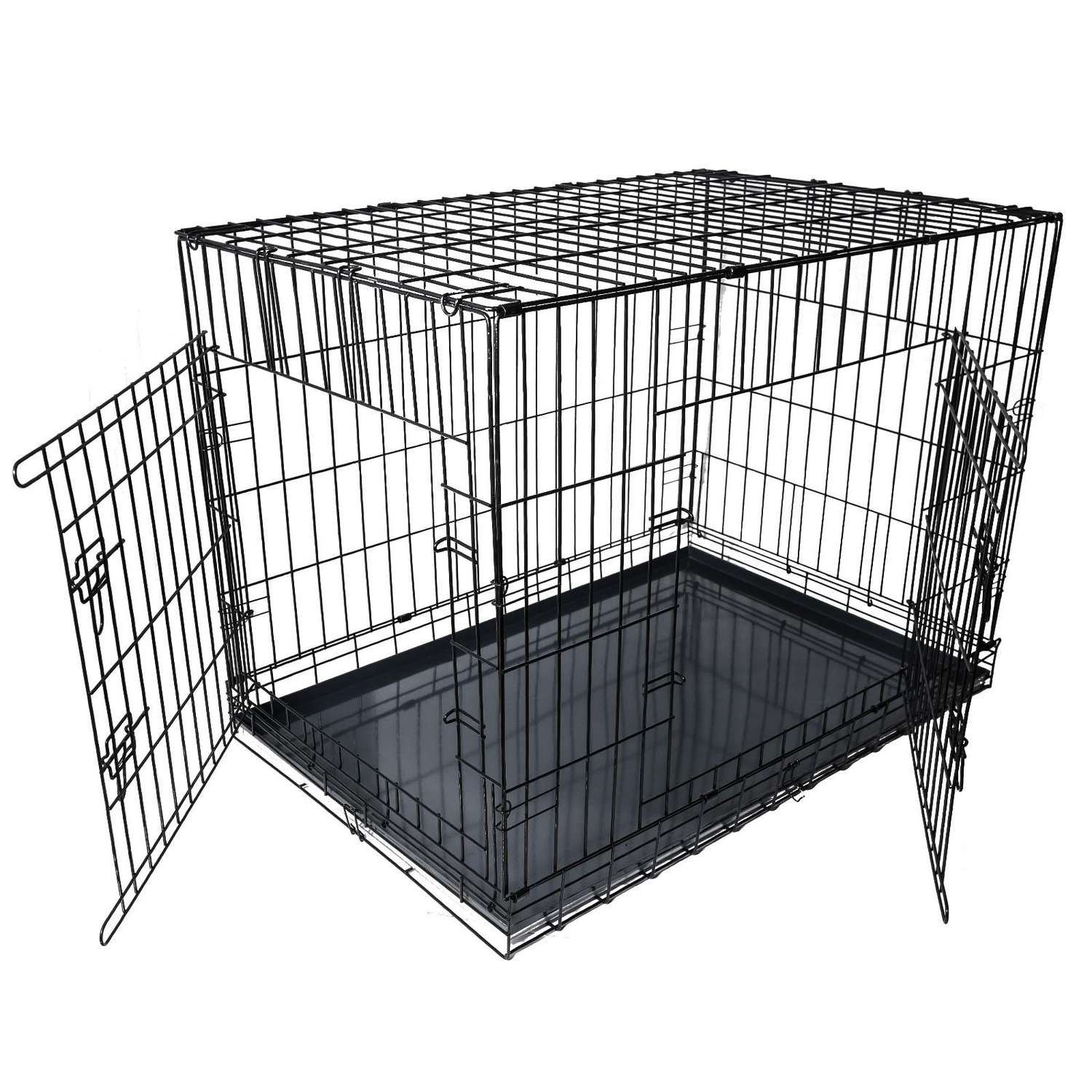 Клетка для собак Пижон DogiDom №6 с металлическим поддоном складная 121х78х83 см черная - фото 1