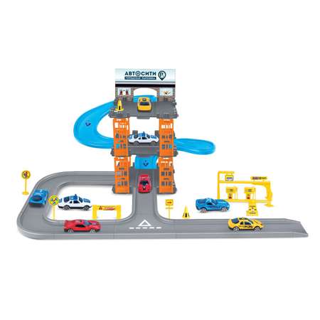Парковка АвтоСити ABTOYS 3-х уровневая в наборе с машинками и игровыми предметами