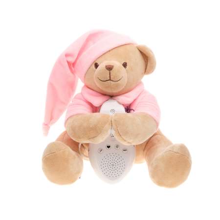 Игрушка мягкая DrЁma для сна Медведь с белым и розовым шумом розовый