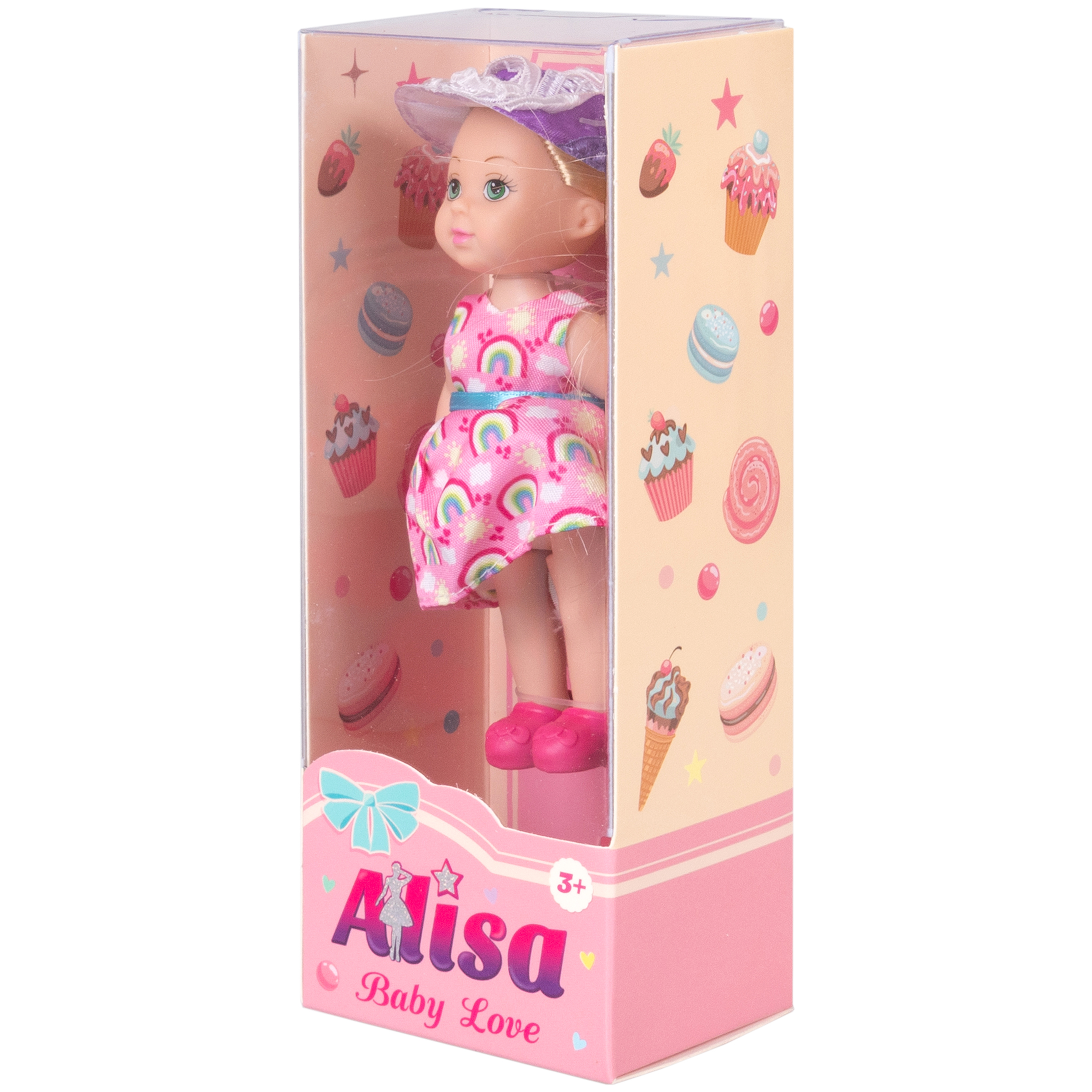 Кукла для девочки Alisa baby love 1TOY малышка мини в летней одежде в розовом платье с радугой 12 см Т25194-1 - фото 4