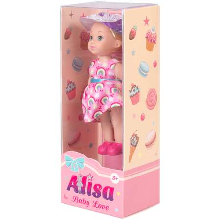 Кукла для девочки Alisa baby love 1TOY малышка мини в летней одежде в розовом платье с радугой 12 см