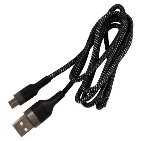Дата-Кабель UNBROKE USB - MicroUSB 1.2 метра нейлоновая оплетка до 3A черно-серый