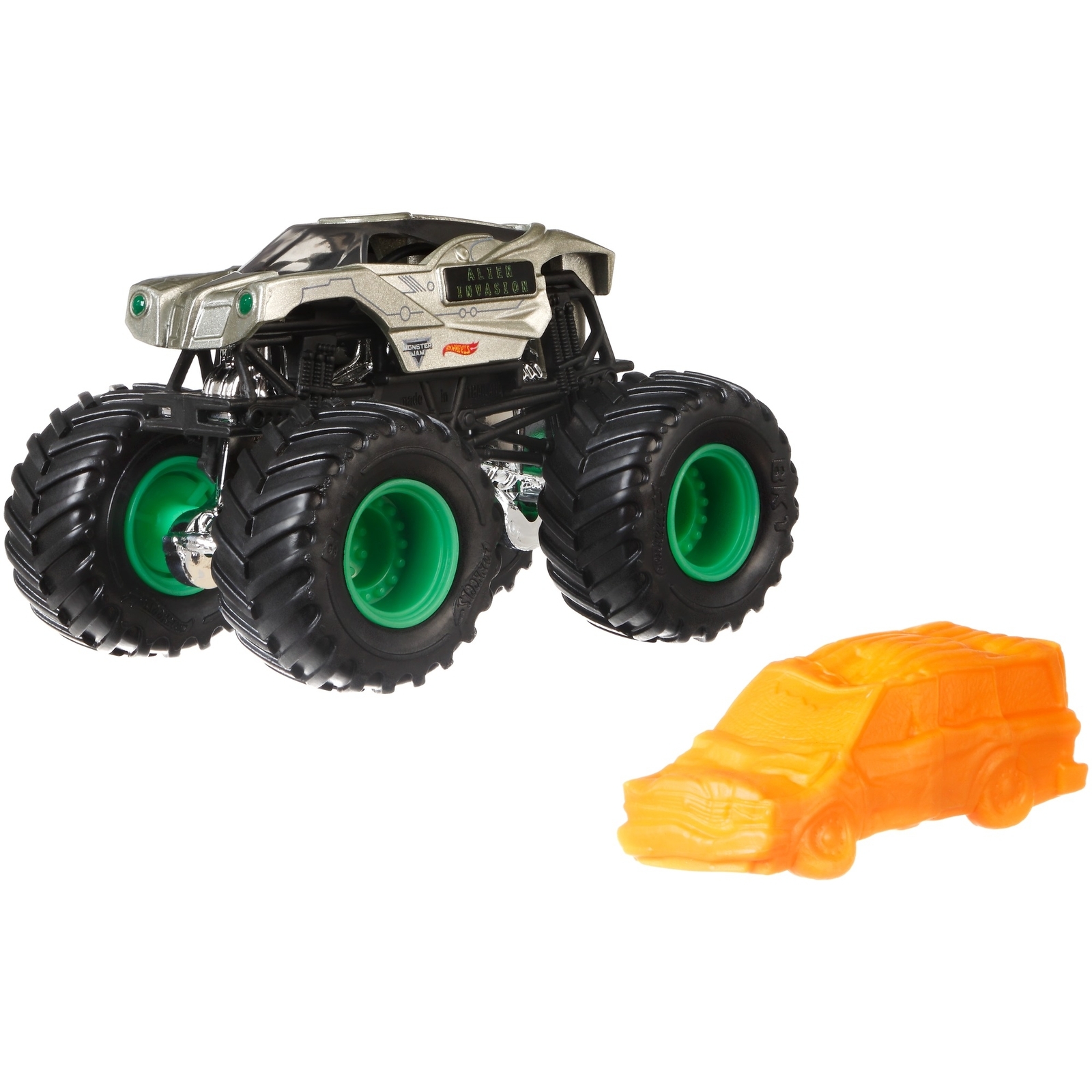 Машина Hot Wheels Monster Jam 1:64 Tour Favorites Вторжение инопланетян  FLX27 купить по цене 88 ₽ в интернет-магазине Детский мир