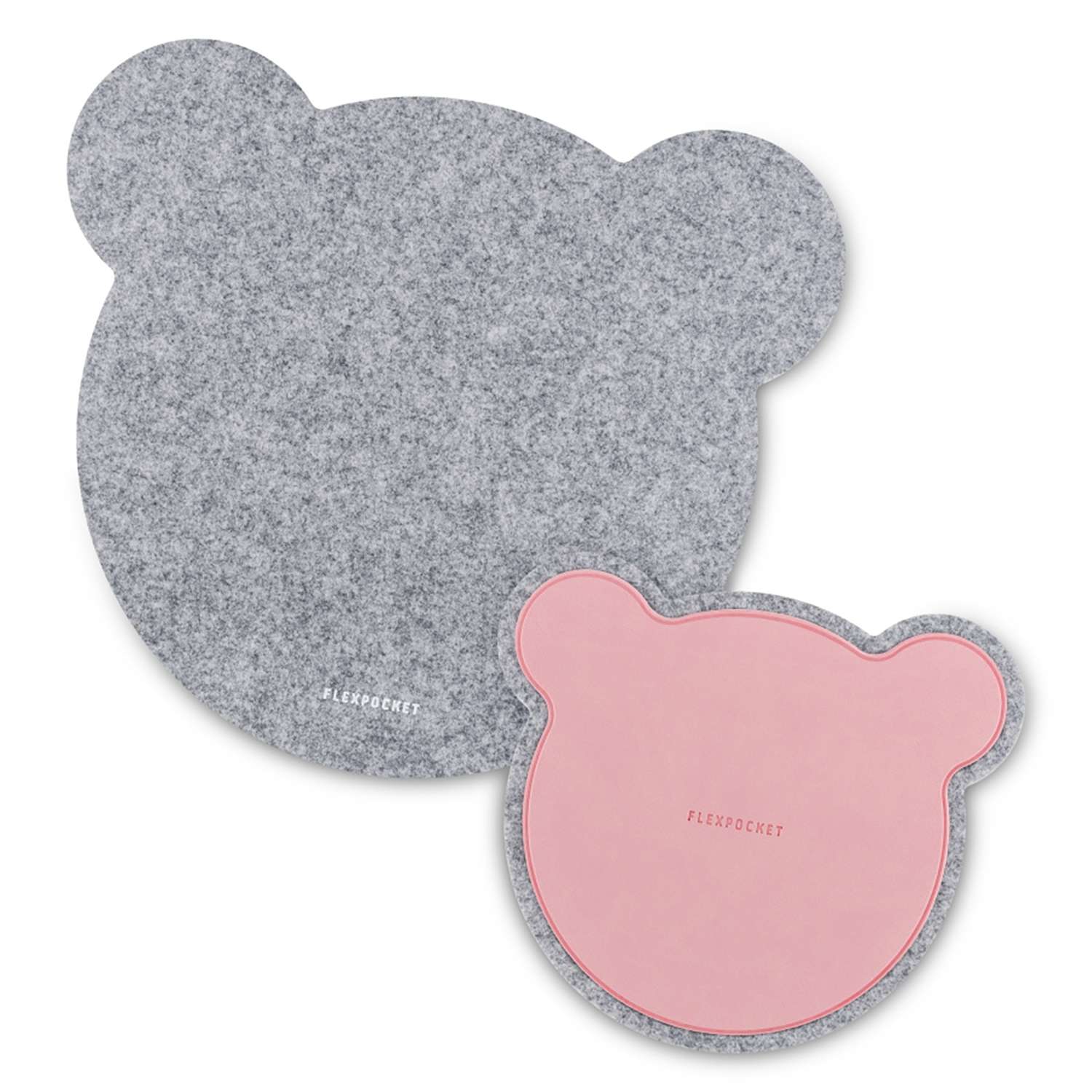 Настольный коврик Flexpocket для мыши в виде медведя с подставкой под кружку светло-серый - фото 1
