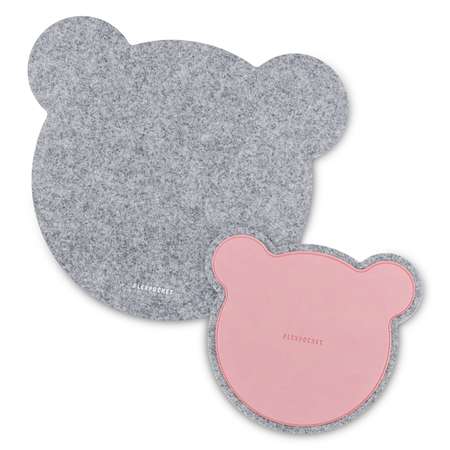 Настольный коврик Flexpocket для мыши в виде медведя с подставкой под кружку светло-серый