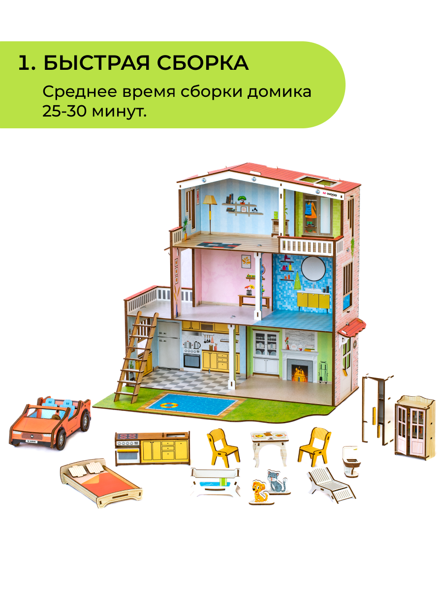 Деревянный кукольный домик M-WOOD Городской особняк 3030 - фото 2