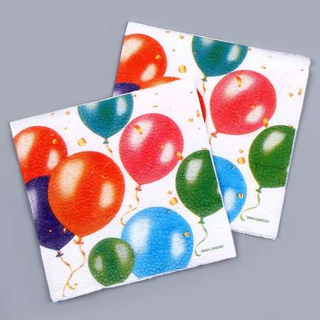 Салфетки Страна карнавалия бумажные однослойные «Воздушные шары» 24 × 24 см в наборе 20 шт.