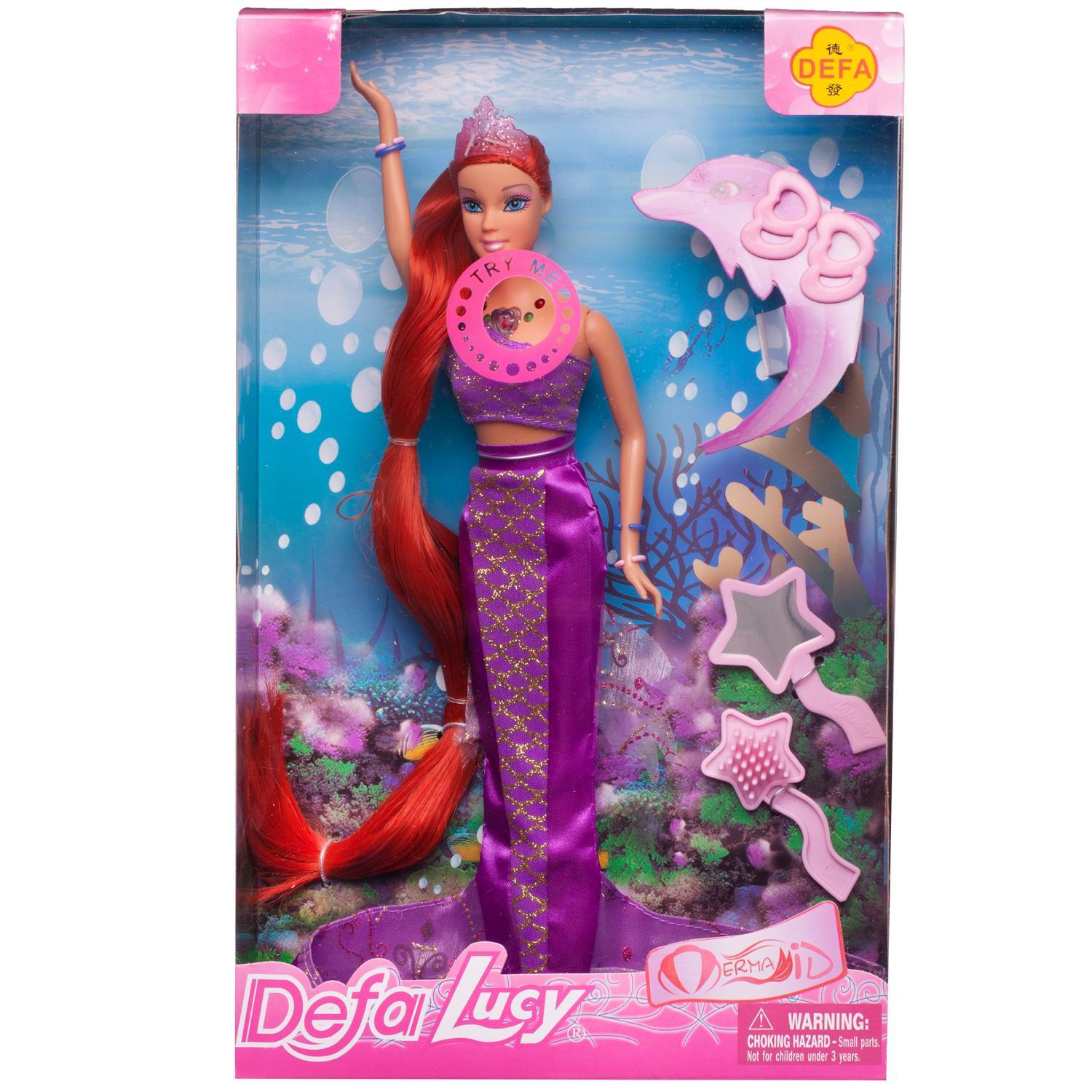 Игровой набор ABTOYS Кукла Defa Lucy Русалочка с игровыми предметами на батарейках 8230d/фиолетовое - фото 1