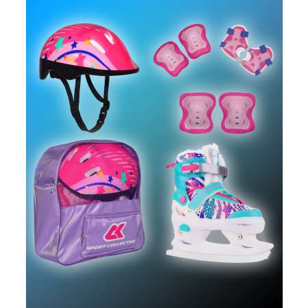 Набор коньки раздвижные Sport Collection с защитой и шлемом в рюкзаке SET Lovely mint XS 25-28