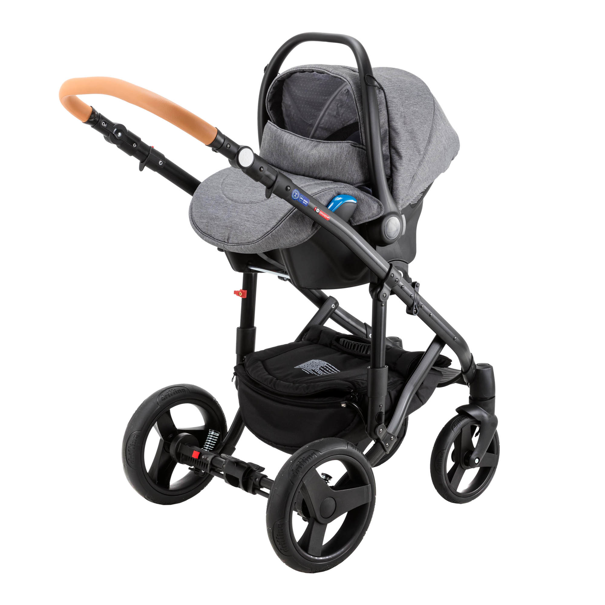 Коляска 3в1 BeBe-mobile Movo C and G A22 Темно-серый+Черно-белые круги+Карамельная кожа - фото 3